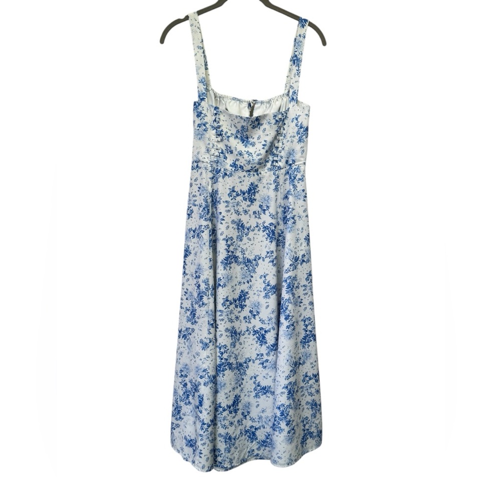 Floral Blue and White Milkmaid Dress size Small/Medium - Picture 7 of 9